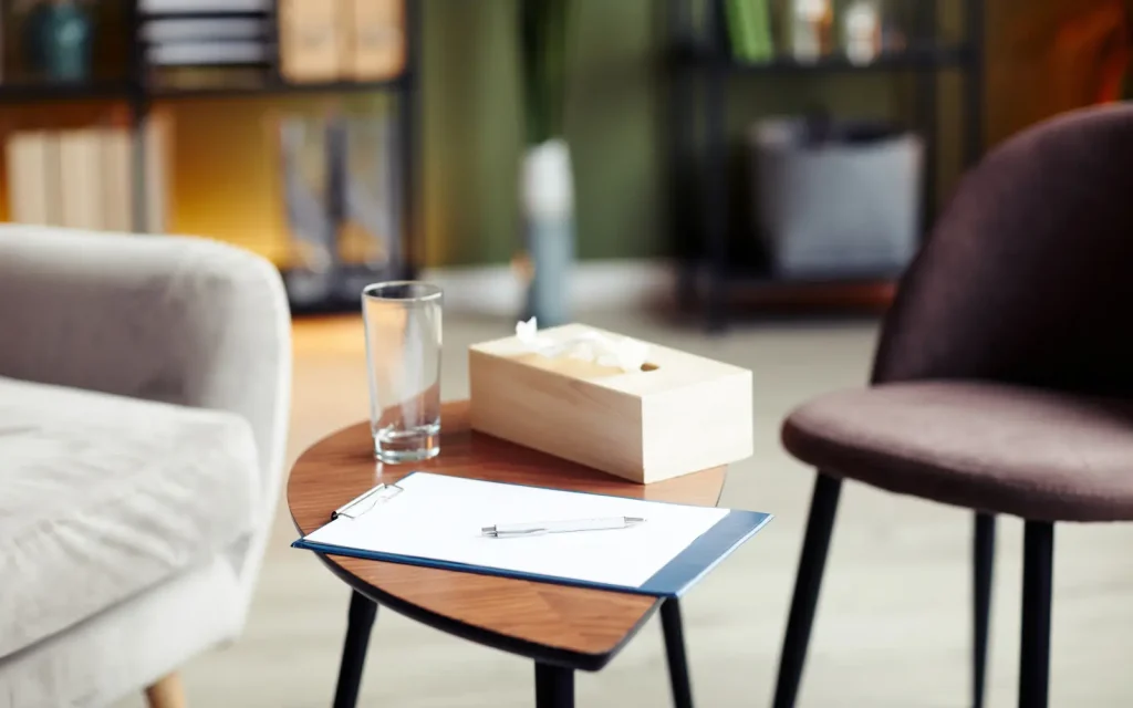 An empty therapist's office, representing the question why do most people quit therapy?