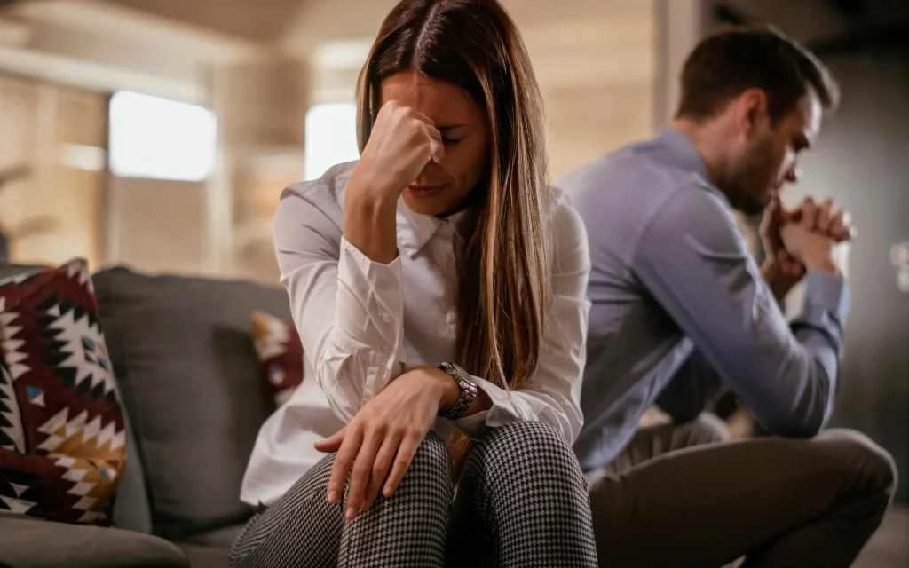 Misunderstandings-in-ADHD-couples-therapy A couple experiencing relationship breakdown due to the misunderstanding in brain function between the ADHD and non-ADHD partner