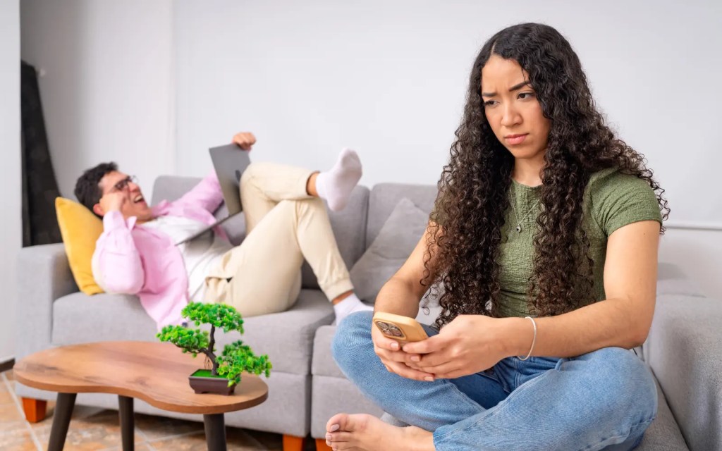 A couple after an argument, representing emotional disconnection in ADHD couples